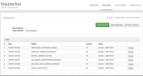 class masterlist|DepED Learner Information System (LIS) User’s .